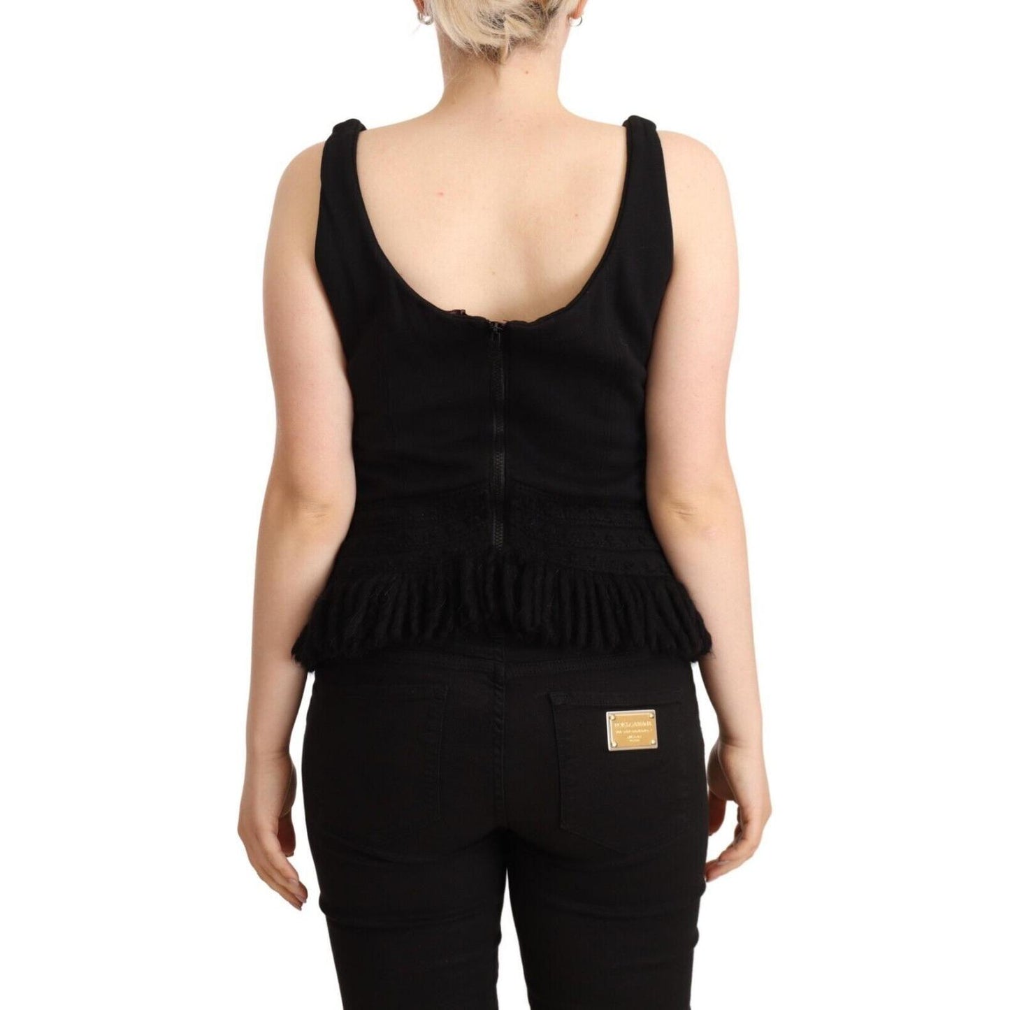 Ermanno Scervino Black Cotton Sleevelesss Tank Casual Top WOMAN TOPS AND SHIRTS