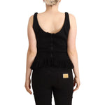 Ermanno Scervino Black Cotton Sleevelesss Tank Casual Top WOMAN TOPS AND SHIRTS