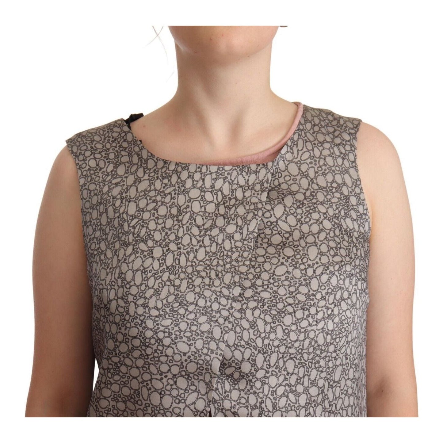 Comeforbreakfast Gray Sleeveless Shift Knee Length Dress WOMAN DRESSES
