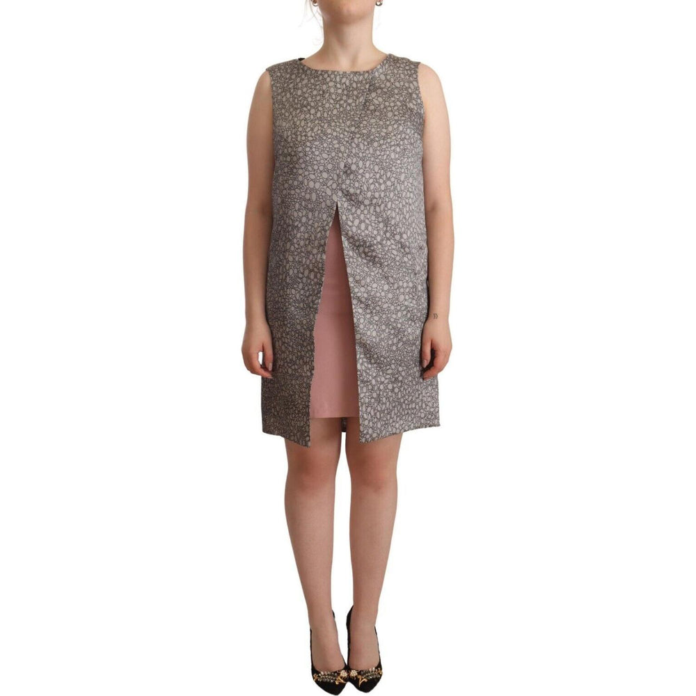 Comeforbreakfast Gray Sleeveless Shift Knee Length Dress WOMAN DRESSES