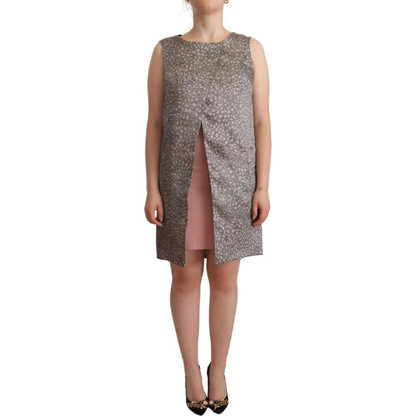 Comeforbreakfast Gray Sleeveless Shift Knee Length Dress WOMAN DRESSES