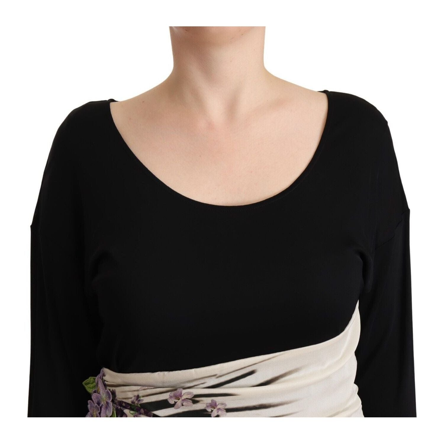 优雅紧身长袖船领连衣裙