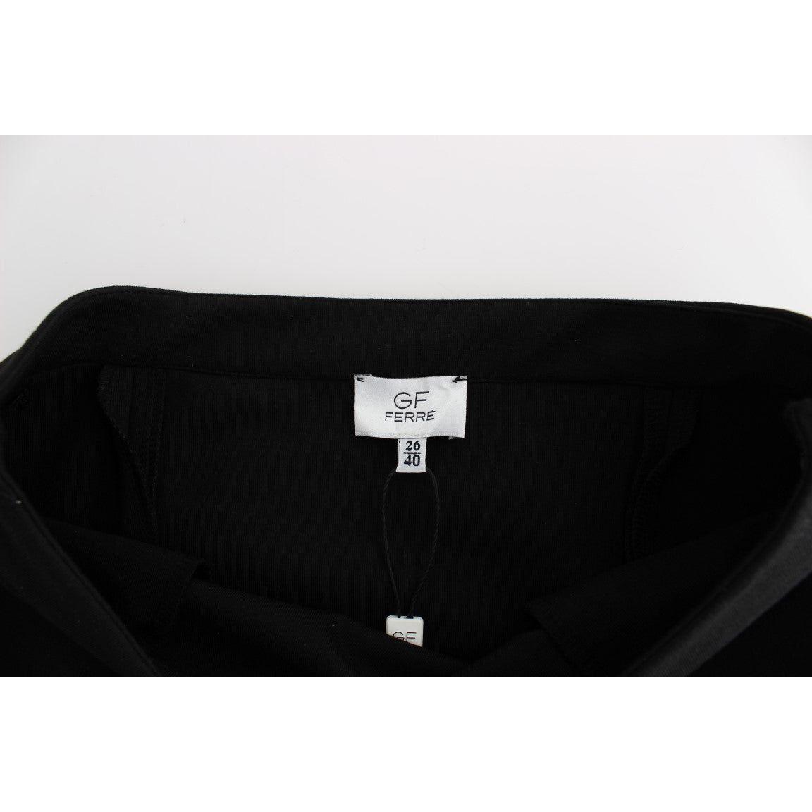 时尚黑色膝盖长度铅笔裙，带侧拉链