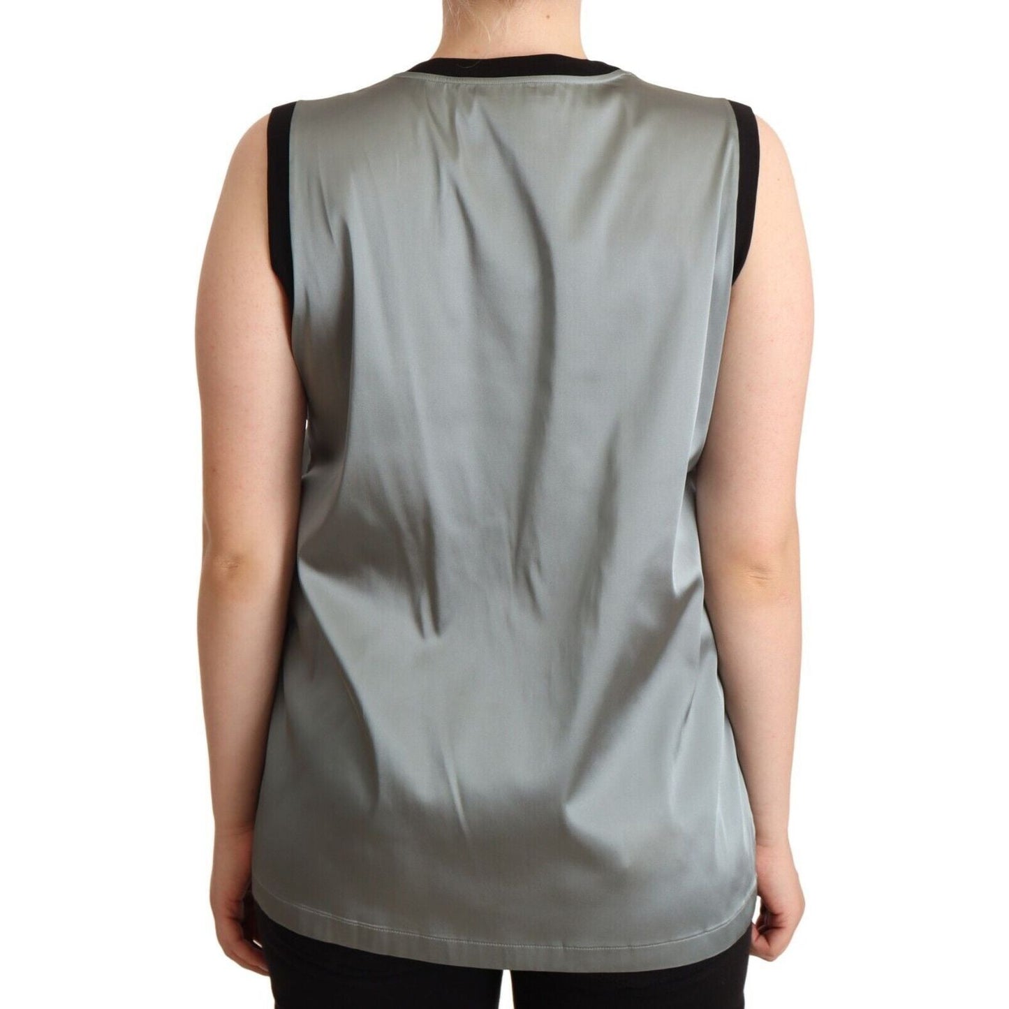 Dolce & Gabbana Silver Round Neck Sleeveless Casual Tank Top WOMAN TOPS AND SHIRTS