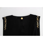 Roccobarocco Black Embellished Jersey Mini Sheath Short Dress Dresses