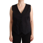 Dolce & Gabbana Black Button Down Sleeveless Vest Waiscoat Top TSH7066 - 50