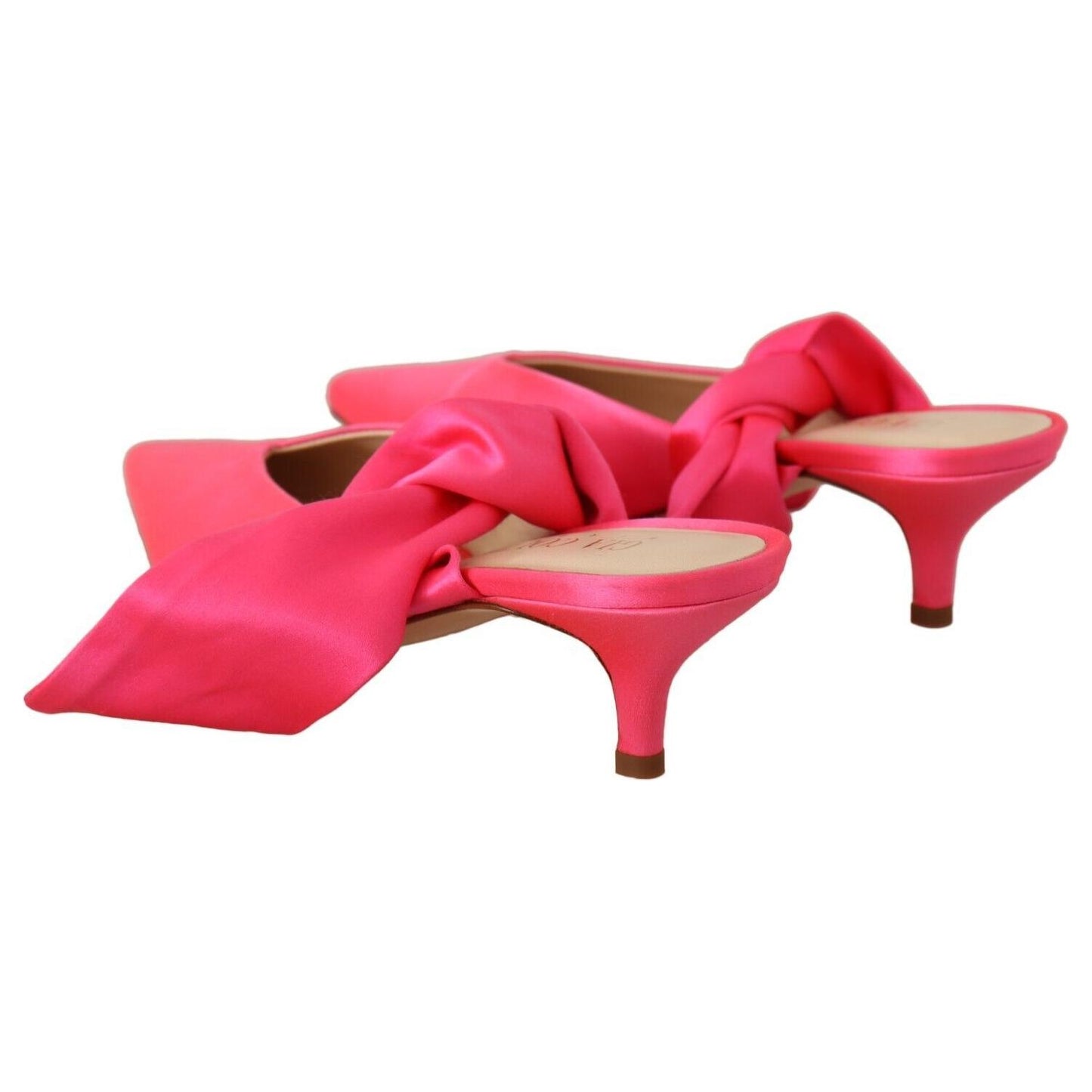 GIA COUTURE Pink Leather Lace Up Kitten Heels Pumps Shoes