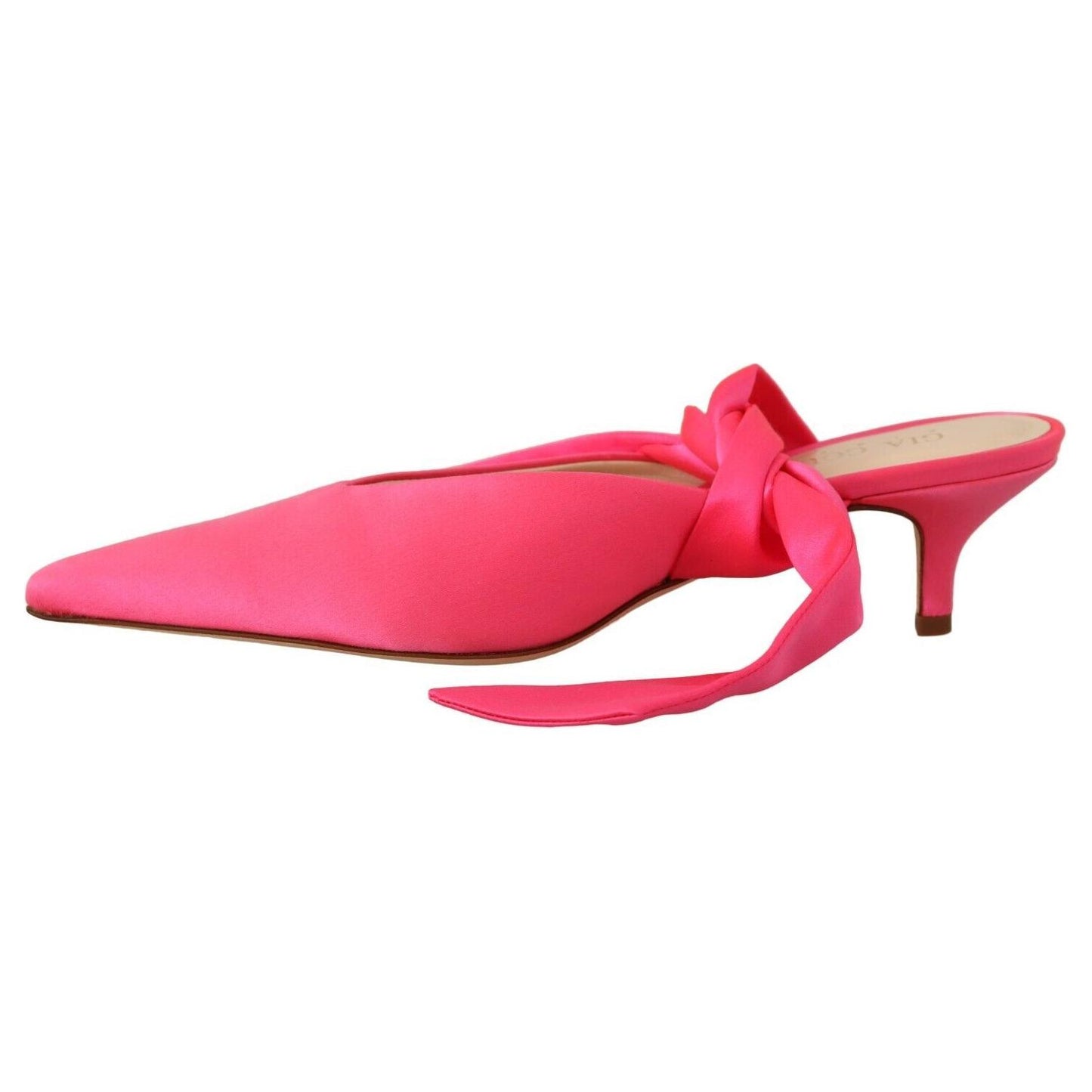 GIA COUTURE Pink Leather Lace Up Kitten Heels Pumps Shoes