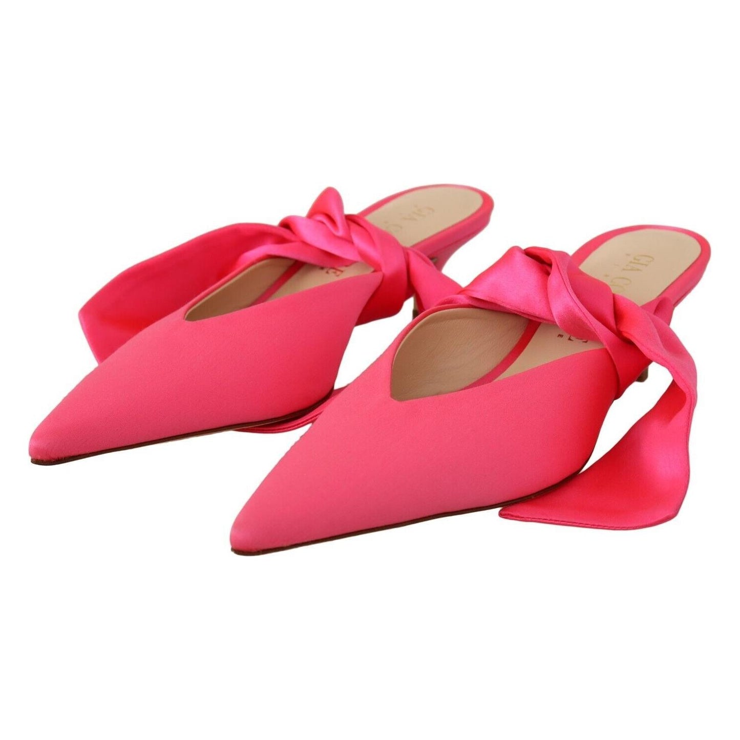 GIA COUTURE Pink Leather Lace Up Kitten Heels Pumps Shoes