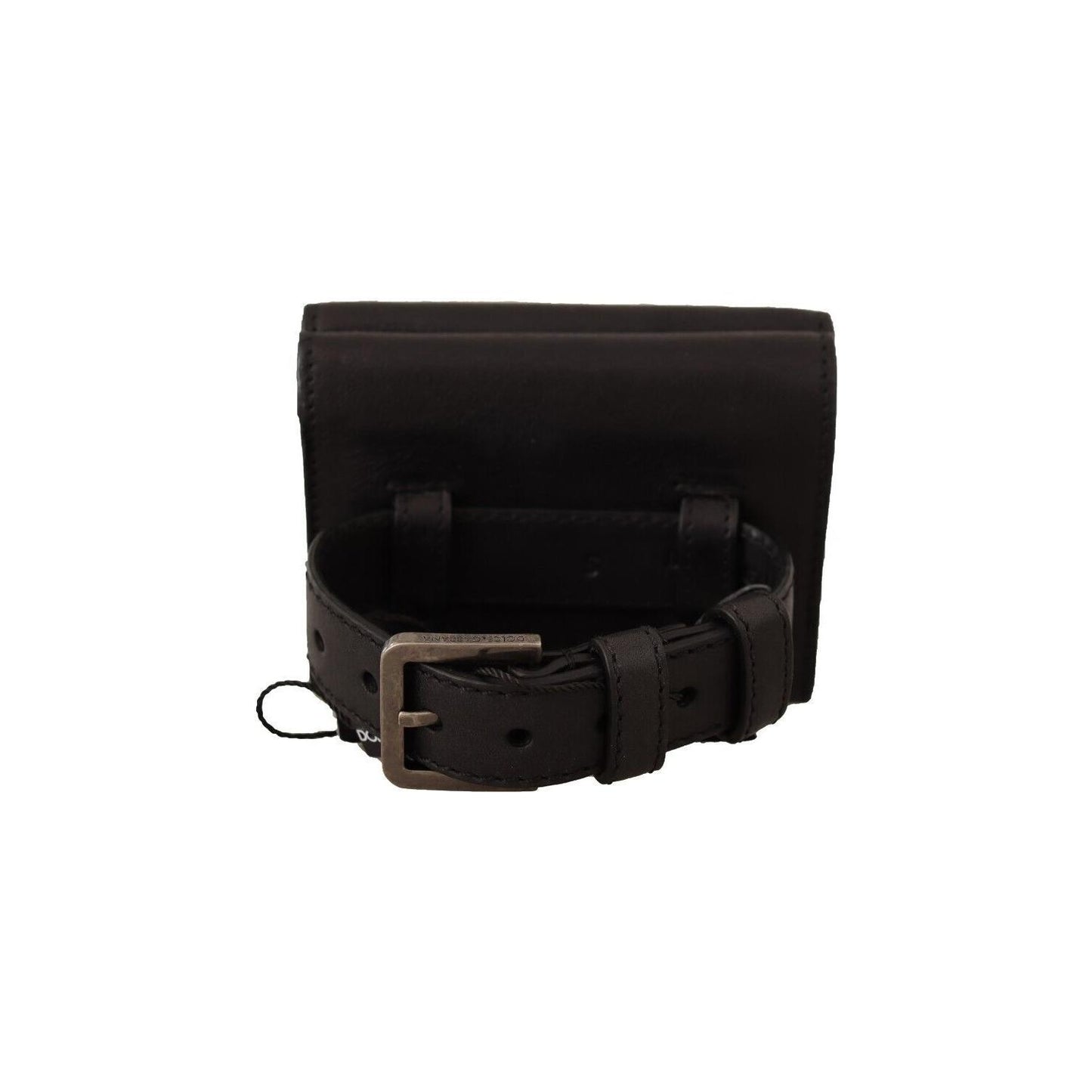 Dolce & Gabbana Black Leather Trifold Purse Belt Multi Kit Wallet WOMAN WALLETS