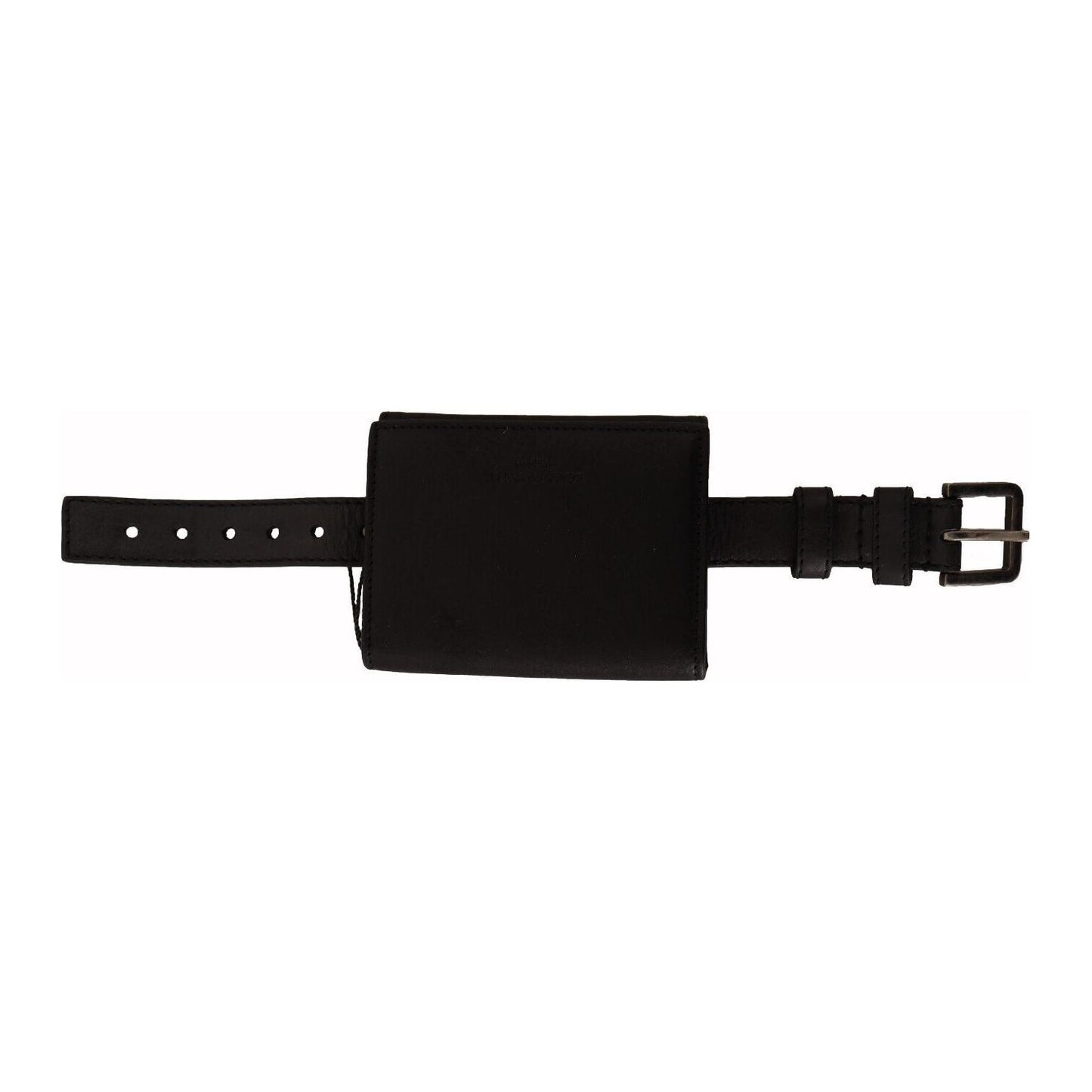 Dolce & Gabbana Black Leather Trifold Purse Belt Strap Multi Kit Wallet