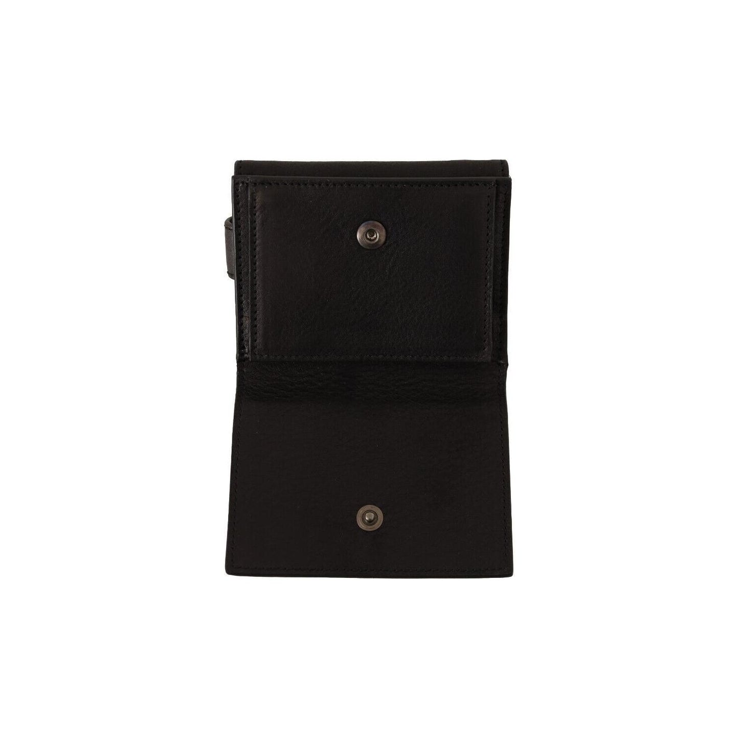 Dolce & Gabbana Black Leather Trifold Purse Belt Strap Multi Kit Wallet