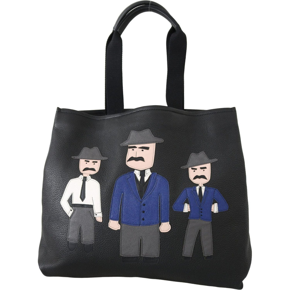 Dolce & Gabbana Black Leather Travel Shopping Gym #DGFAMILY Tote Bag MAN TOTE