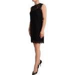 Dolce & Gabbana Black Floral Lace Sheath Sleeveless Mini Dress