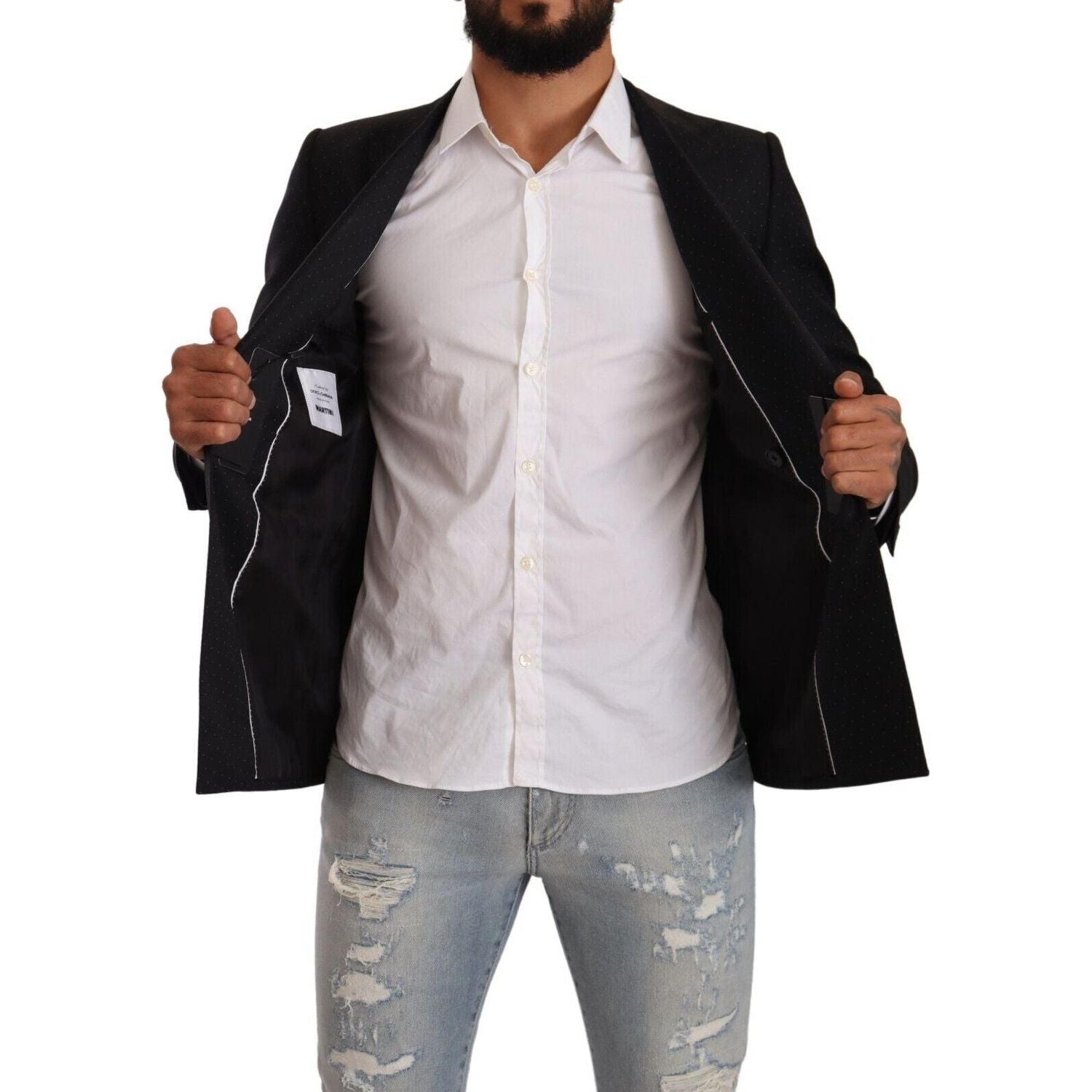 优雅的黑色圆点正装西装外套