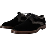 Dolce & Gabbana Black Velvet Exotic Leather Shoes