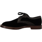 Dolce & Gabbana Black Velvet Exotic Leather Shoes