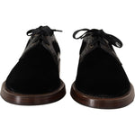 Dolce & Gabbana Black Velvet Exotic Leather Shoes