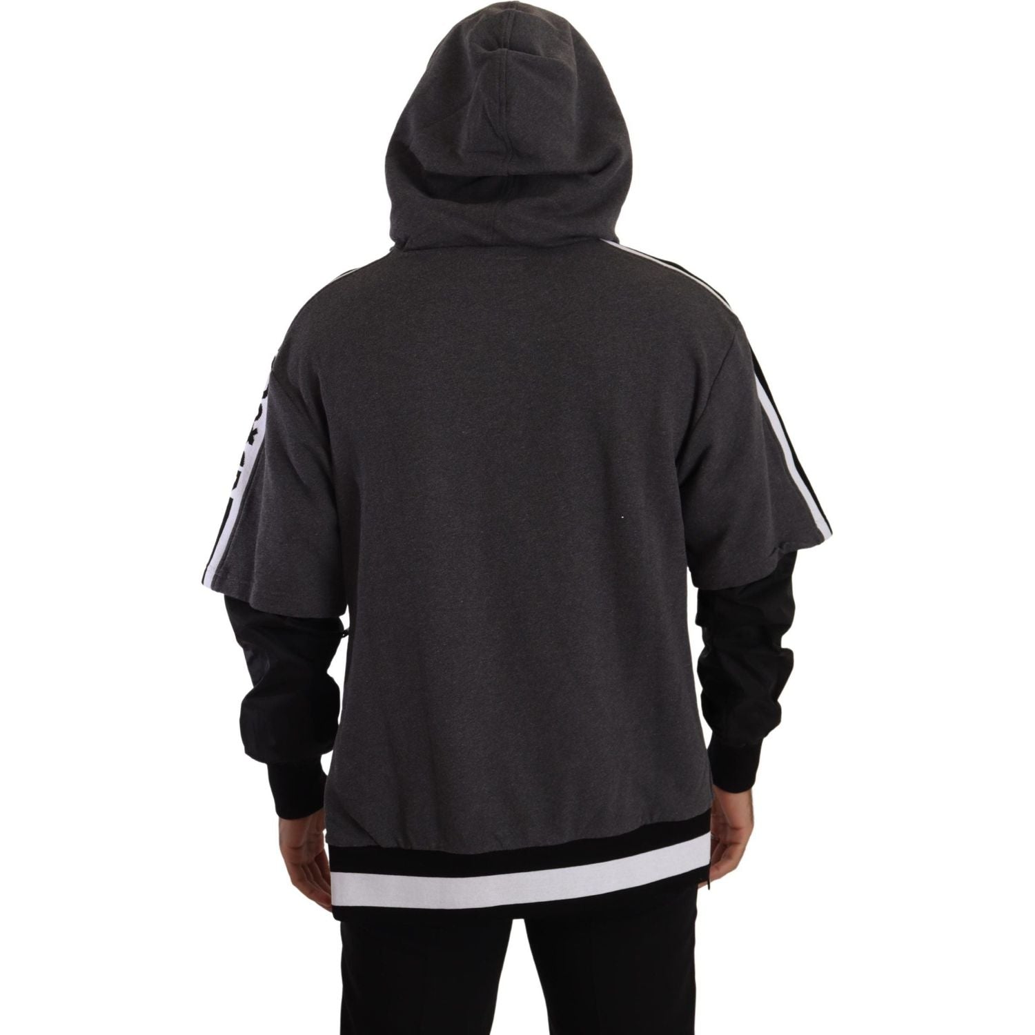 优雅连帽黑色 &amp; 灰色套头衫