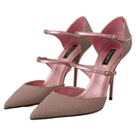 Dolce & Gabbana Pink Glittered Strappy Sandals Mary Jane Shoes