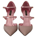 Dolce & Gabbana Pink Glittered Strappy Sandals Mary Jane Shoes
