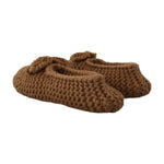 Dolce & Gabbana Brown Slip On Ballerina Flats Wool Knit Shoes