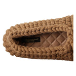 Dolce & Gabbana Brown Slip On Ballerina Flats Wool Knit Shoes