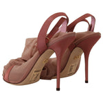 Dolce & Gabbana Pink Tulle Stretch Ankle Strap Sandals Shoes