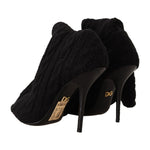 Dolce & Gabbana Black Stretch Socks Knee High Booties Shoes