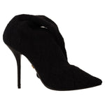 Dolce & Gabbana Black Stretch Socks Knee High Booties Shoes