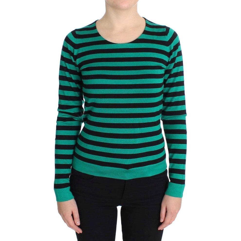 Dolce & Gabbana Green Black Silk Cashmere Sweater