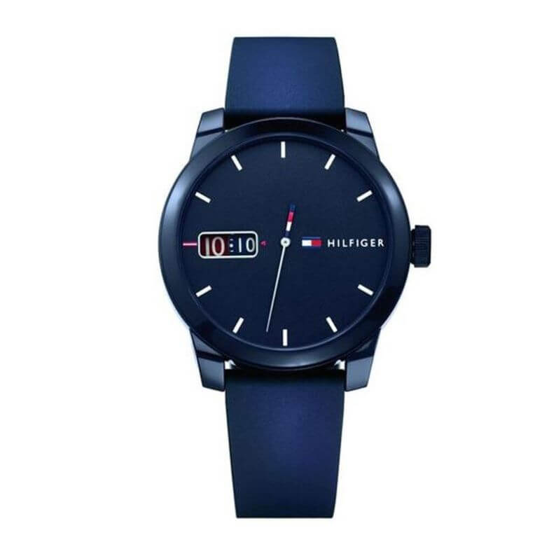 TOMMY HILFIGER Mod. 1791381 quartz analog gent's watch, 42mm, water-resistant 5 ATM, mineral dial, bracelet style in official packaging.