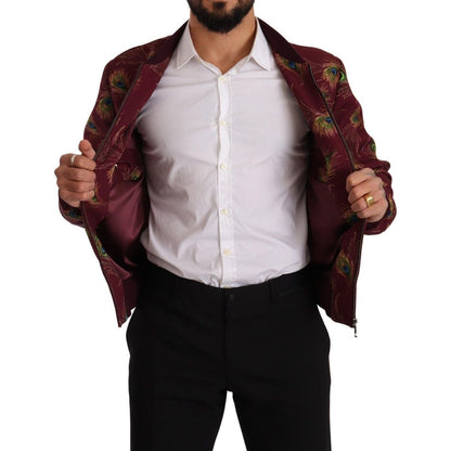 Dolce & Gabbana Red Peacock Polyester Stretch Full Zip Jacket