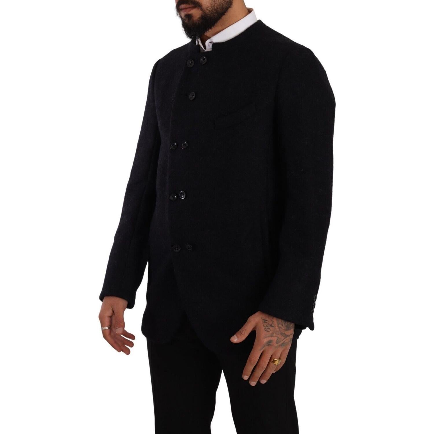 优雅深灰色羊驼混纺夹克