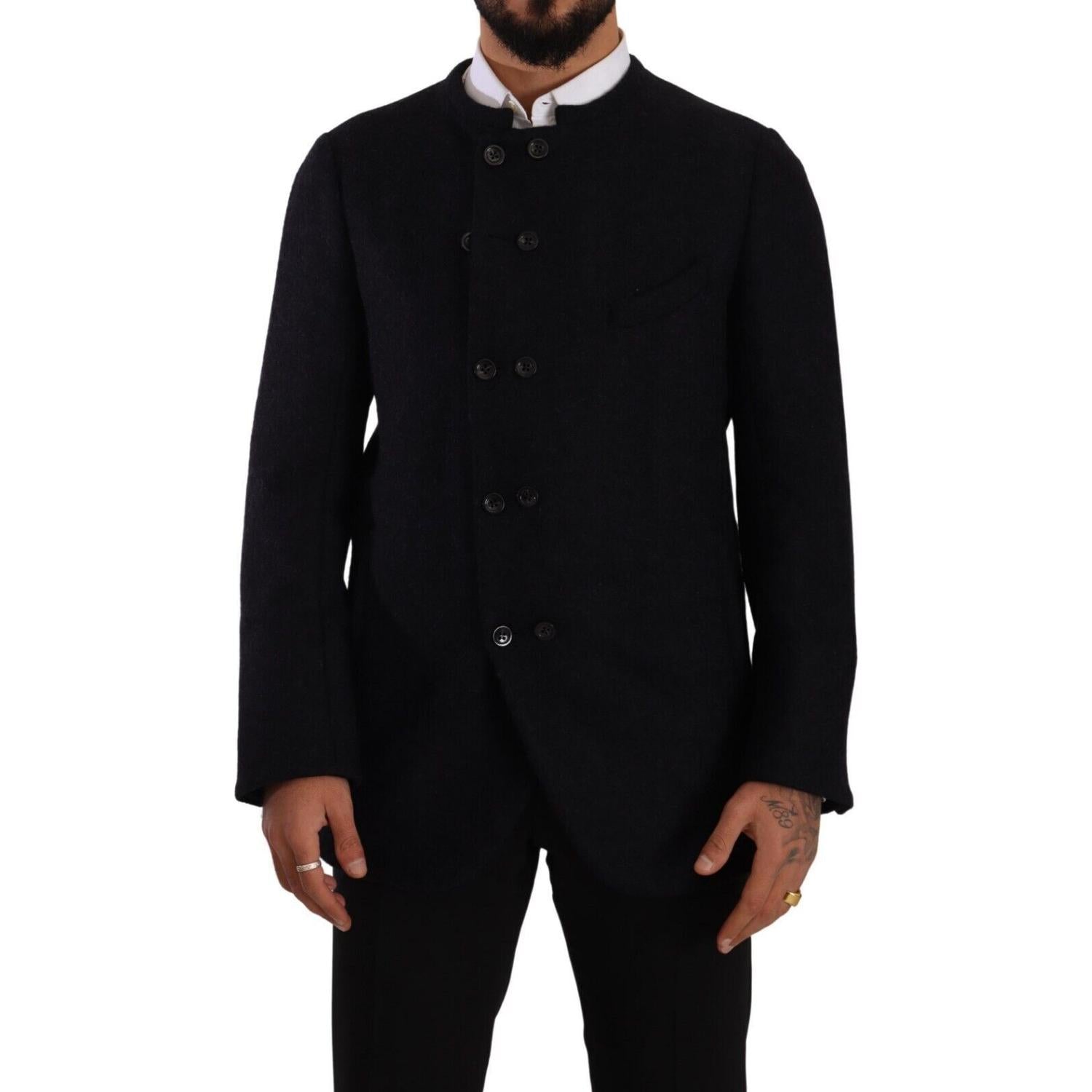 优雅深灰色羊驼混纺夹克