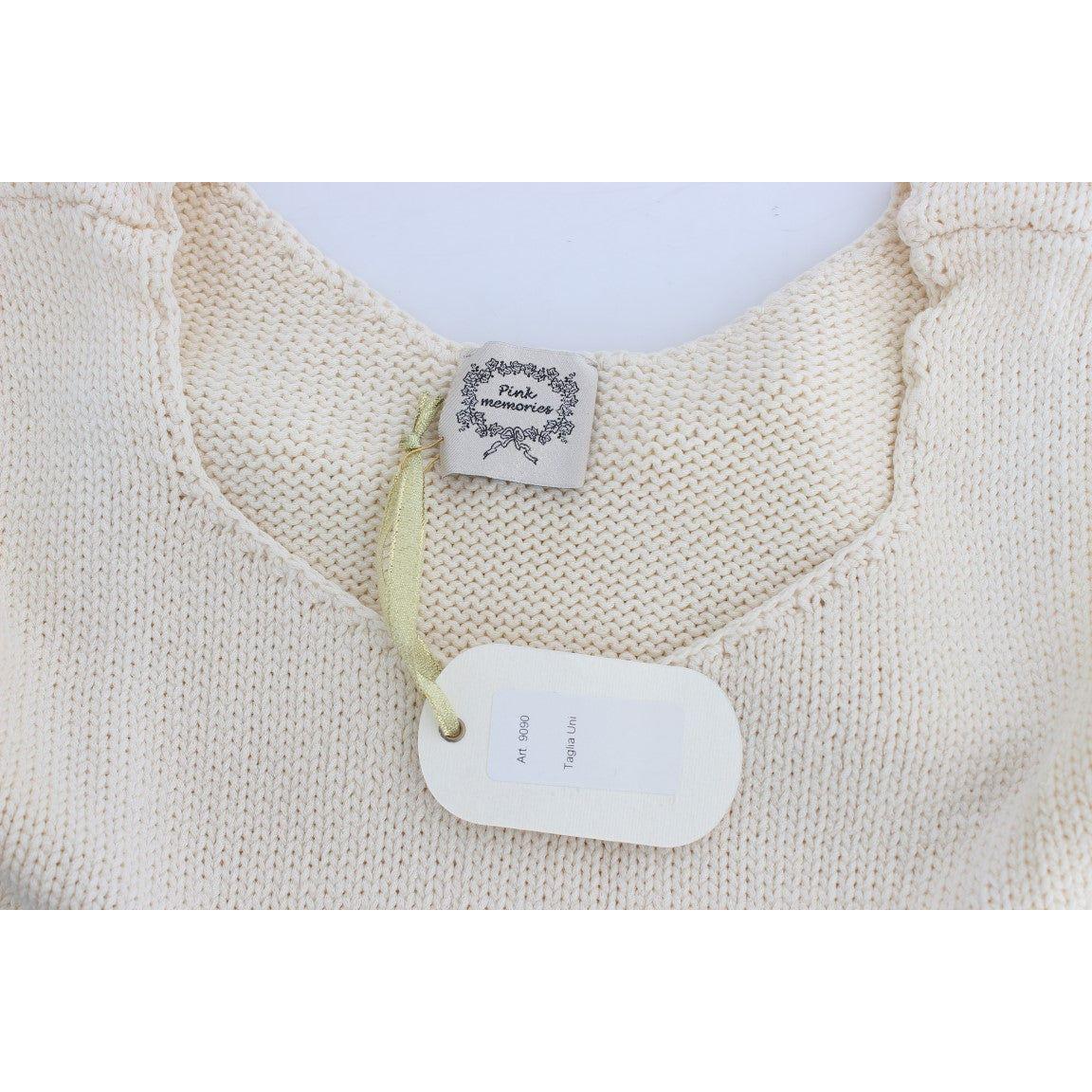 PINK MEMORIES Beige Cotton Blend Knitted Sleeveless Sweater SIG30256-1