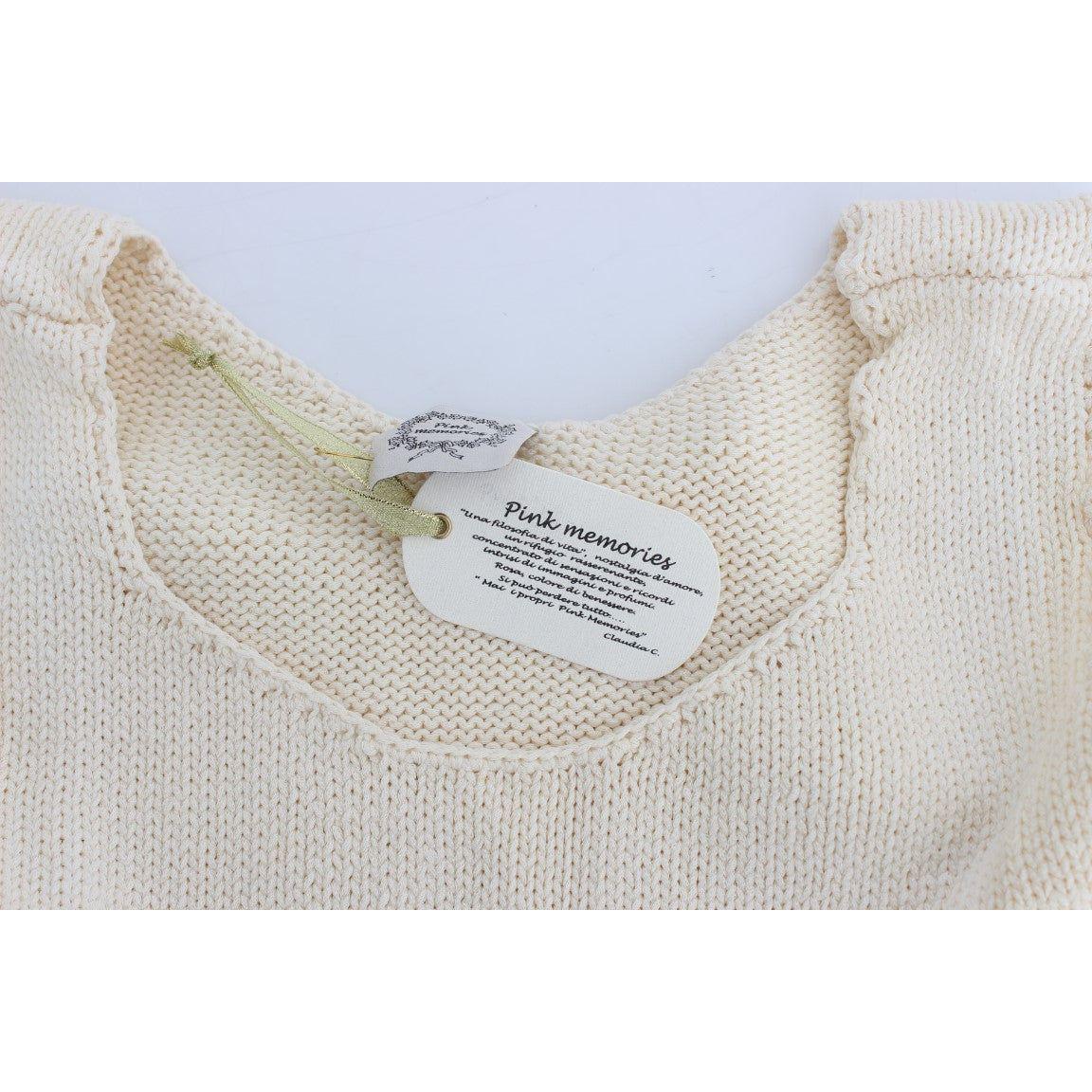 PINK MEMORIES Beige Cotton Blend Knitted Sleeveless Sweater SIG30256-1