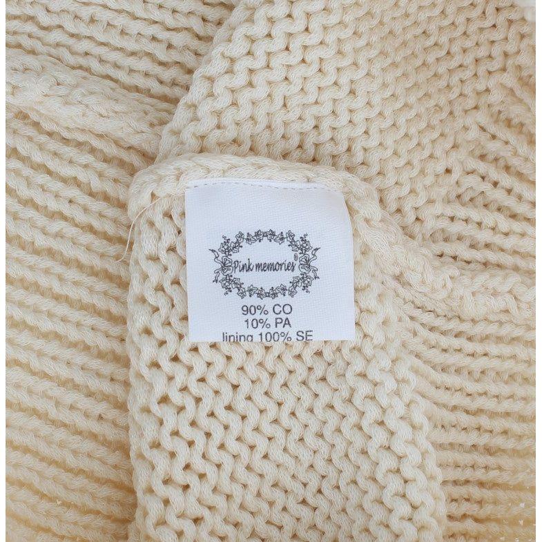 PINK MEMORIES Beige Cotton Blend Knitted Sleeveless Sweater SIG30256-1