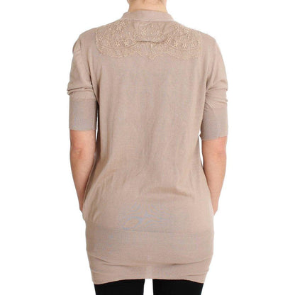 PINK MEMORIES Pink Lace Cotton Cardigan Sweater