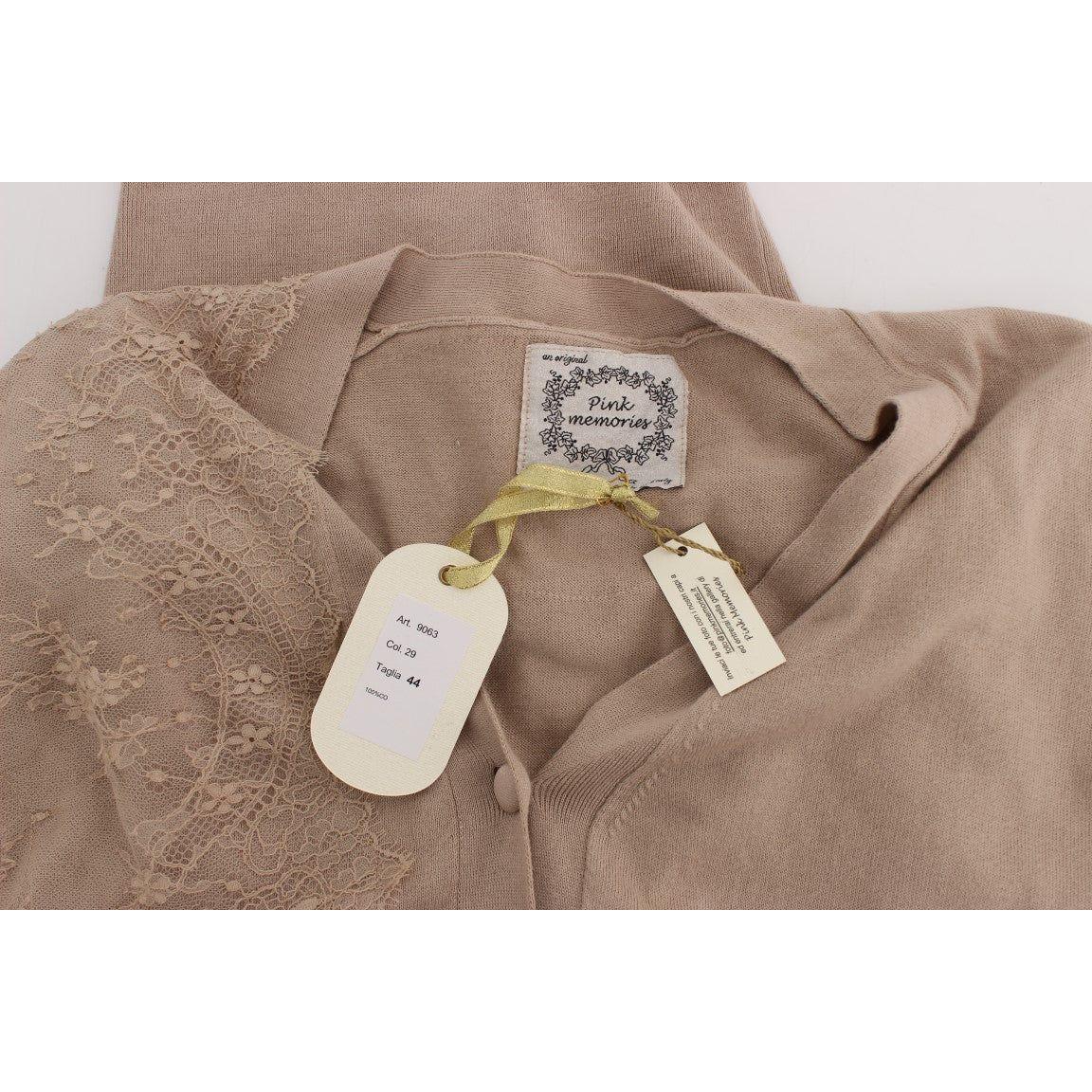 优雅粉色棉质蕾丝开衫