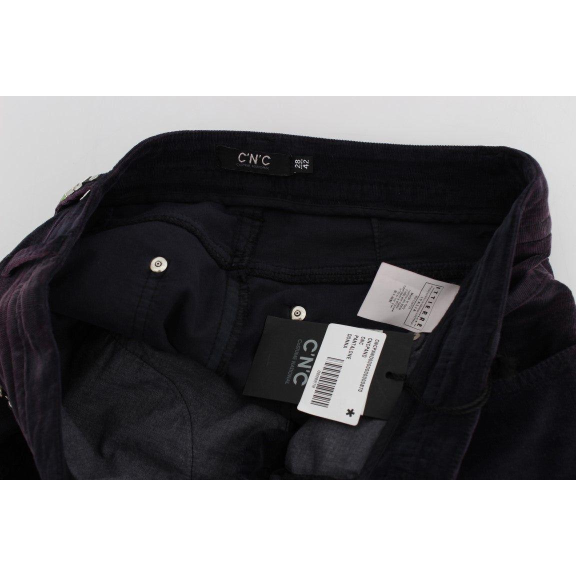 优雅的紫色短款灯芯绒