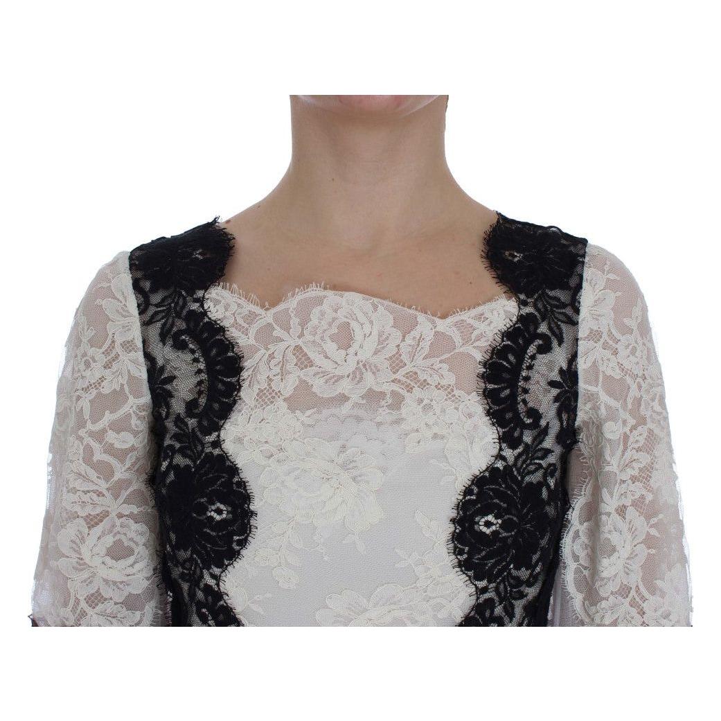 花卉蕾丝真丝混纺长连衣裙