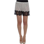 Dolce & Gabbana White Black Floral Lace Silk Sleepwear Shorts