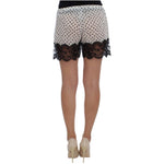 Dolce & Gabbana White Black Floral Lace Silk Sleepwear Shorts
