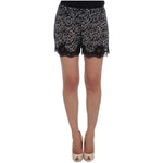 Dolce & Gabbana Black White Floral Lace Silk Sleepwear Shorts