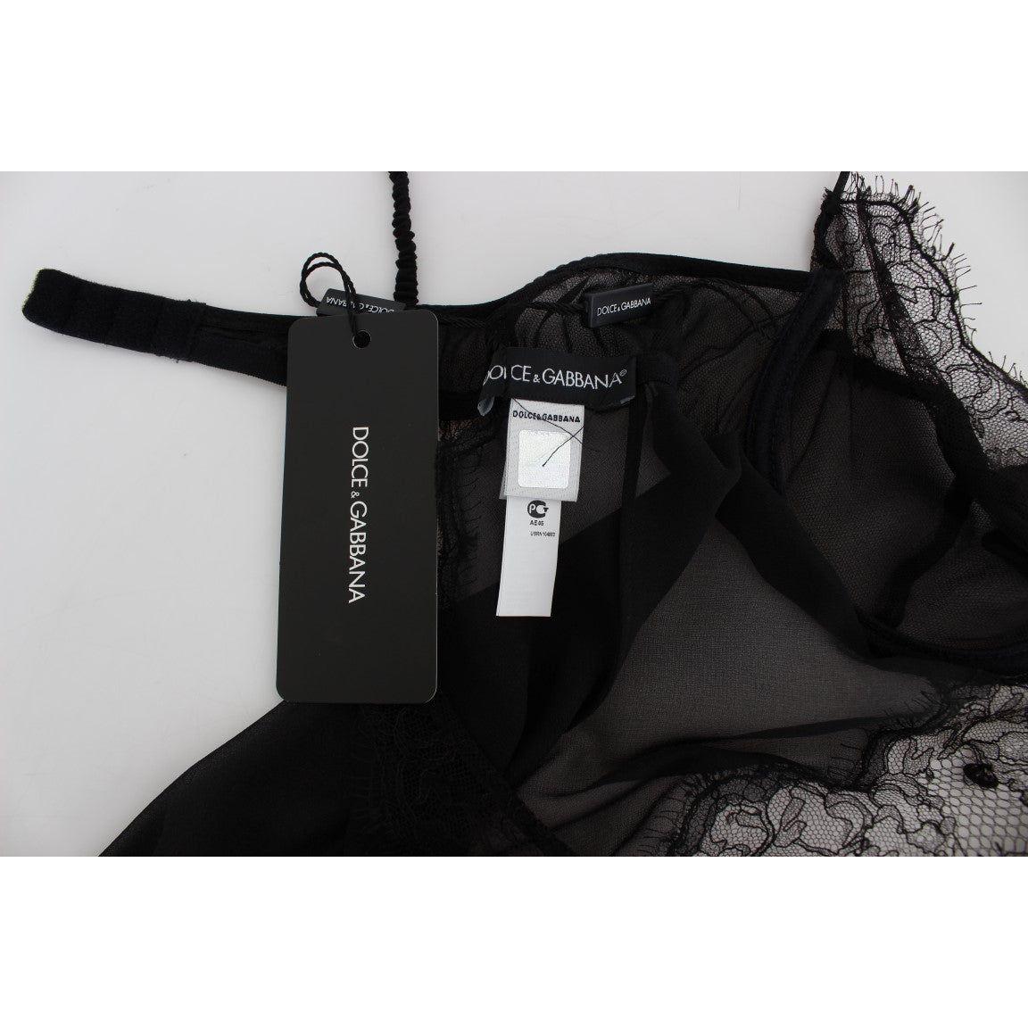 Dolce & Gabbana Black Silk Lace Babydoll Lingerie Top