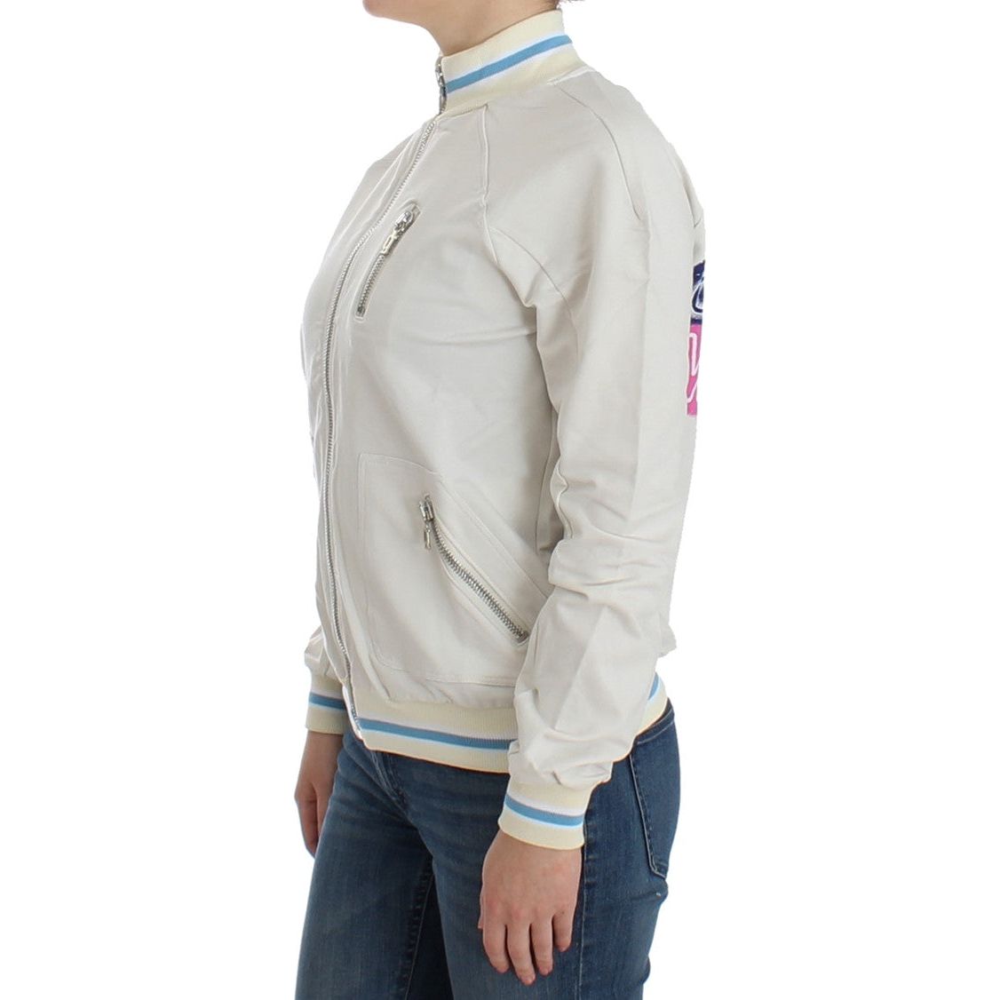 John Galliano Elegant White Zip Cardigan white-mock-zip-cardigan-sweatshirt-sweater
