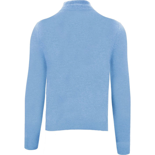 Malo Elegant Ice Blue Cashmere High Collar Sweater Malo