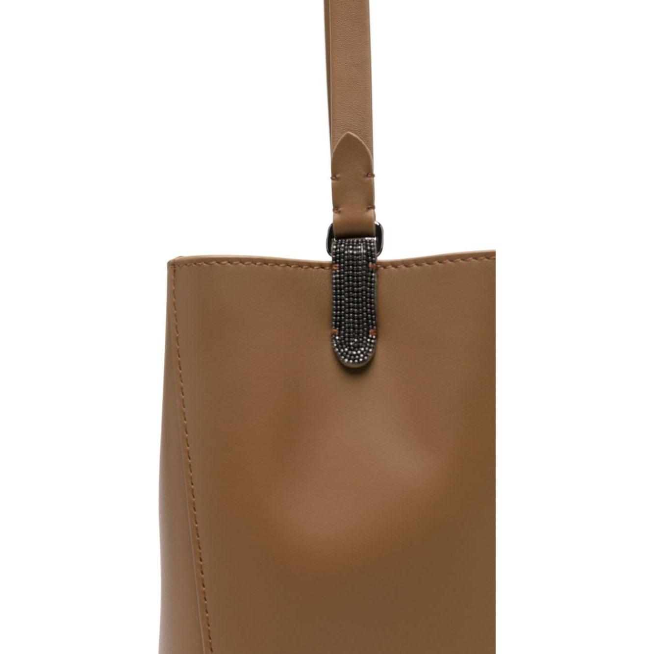 Brunello Cucinelli camel brown calf leather  Bag Shoulder Brunello Cucinelli