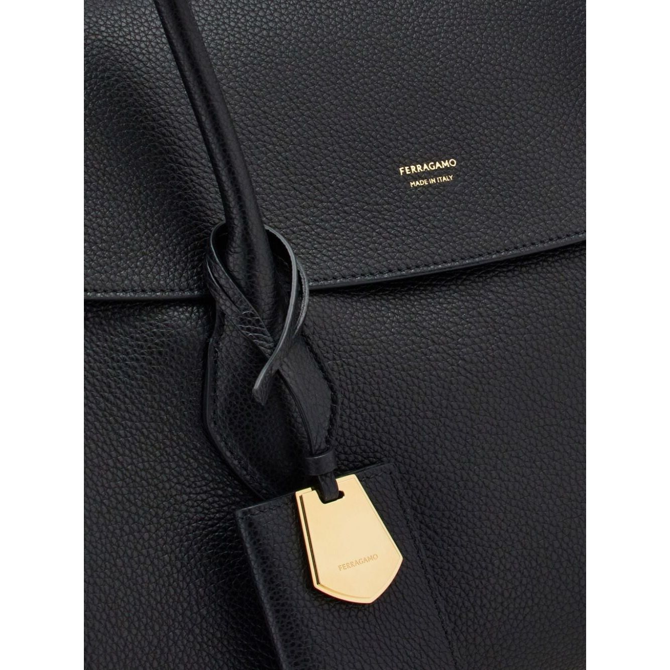 Ferragamo black calf leather smooth grain Handbag